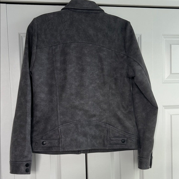 Liverpool Gray Light Suede Fabric Jacket Military Lapel NWOT M - Picture 5 of 6